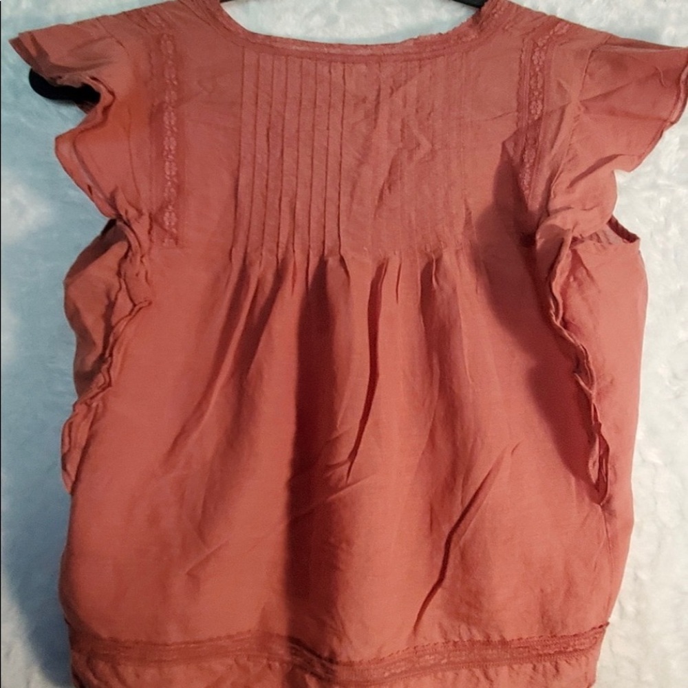 Lucky Brand Ruffle Sleeve Blouse Size M - Picture 2 of 3